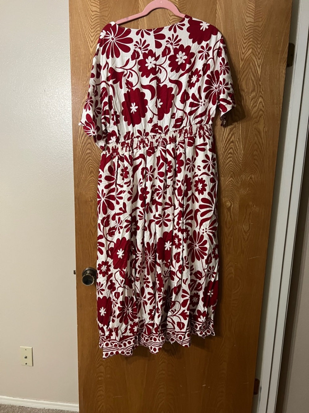 BloomChic Cream Maxi Dress with Bold Red Floral Motif - Picture 6 of 6